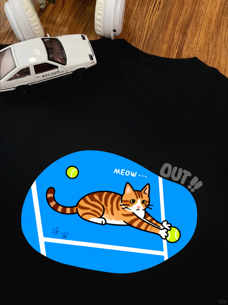 Badminton Fun - Badminton, Tennis, Volleyball Court Cat Cartoon